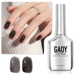 GAOY Jelly Nude Black polish bottle with sheer shade for at-home nail art flexibility.