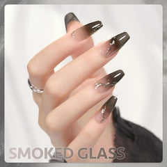 GAOY Jelly Nude Black polish shows buildable color from transparent to opaque with multiple coats.
