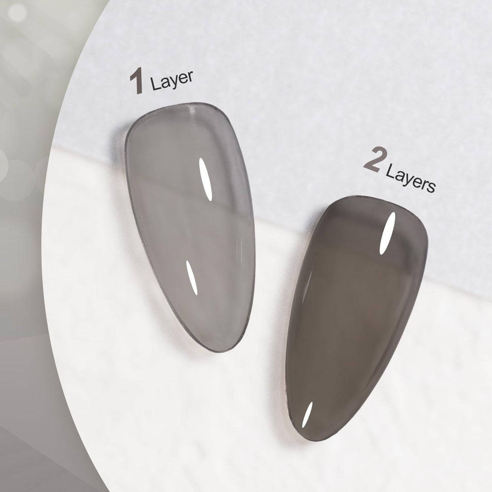 GAOY Jelly Nude Black polish under UV lamp for a quick 60-second cure.
