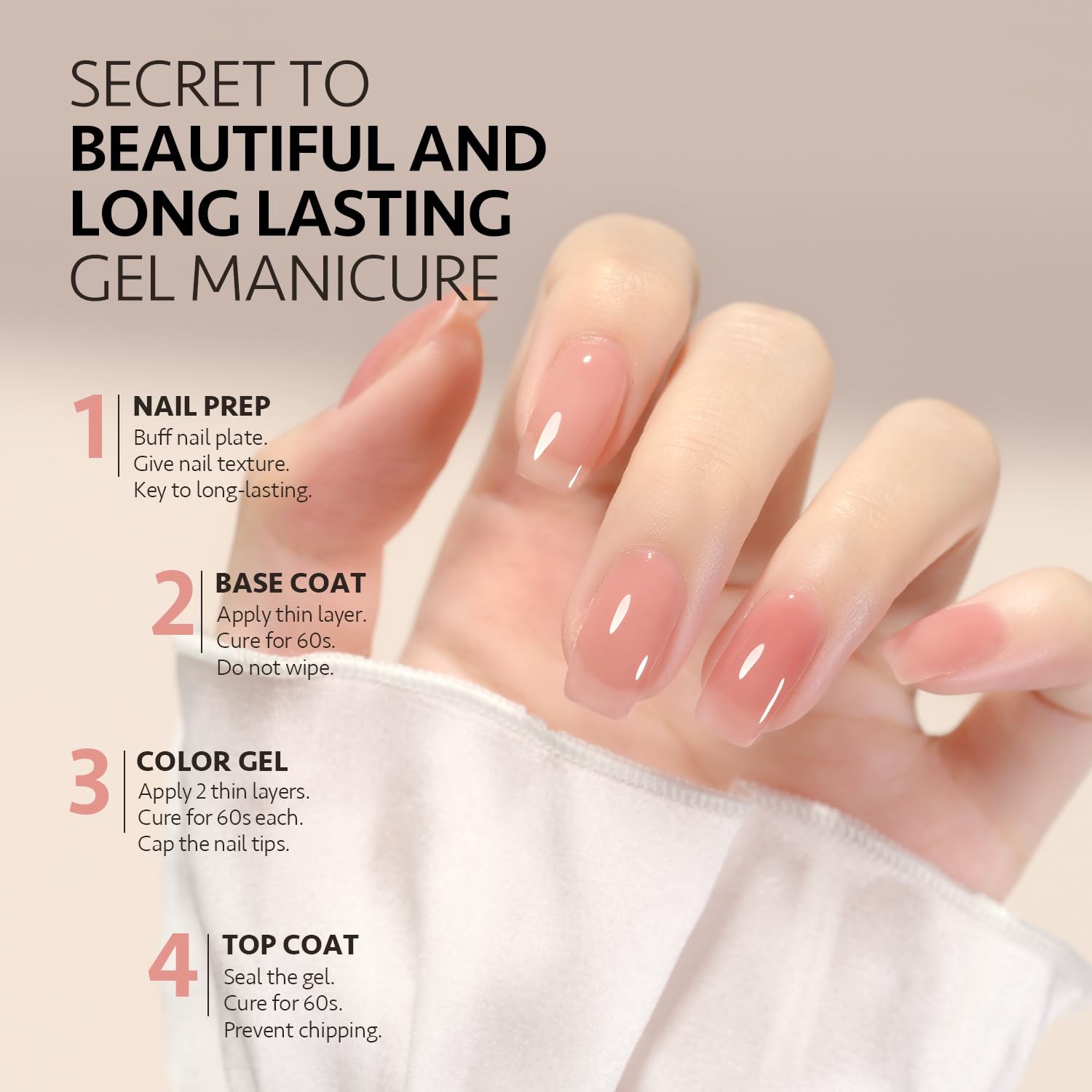GAOY Jelly Nude Gel Polish cured under UV lamp for quick dry