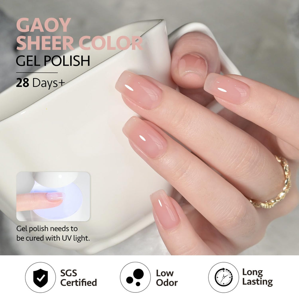GAOY Jelly Nude offers long wear up to four weeks with base and top coats.