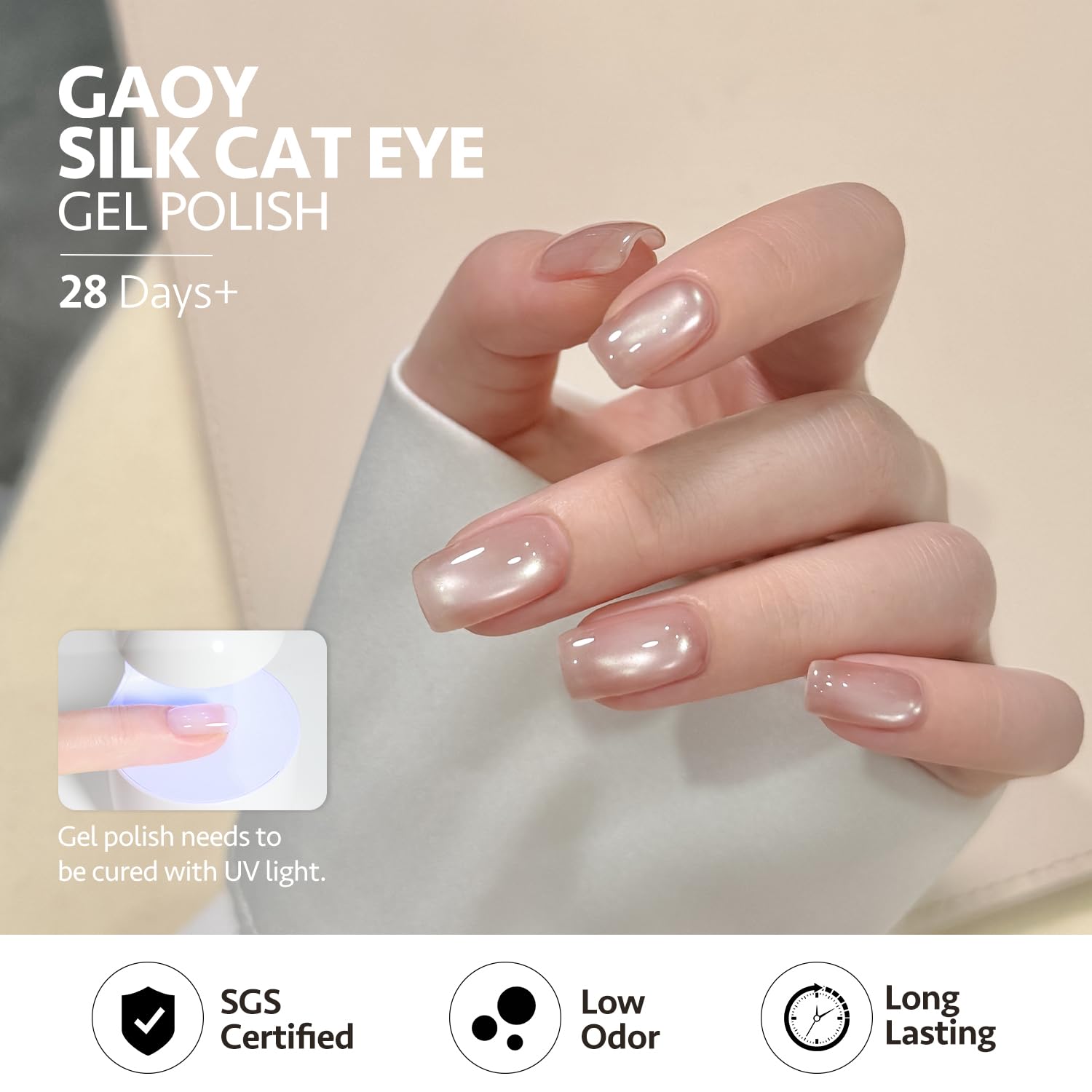 GAOY gel polish lasts up to four weeks with proper base and top coats