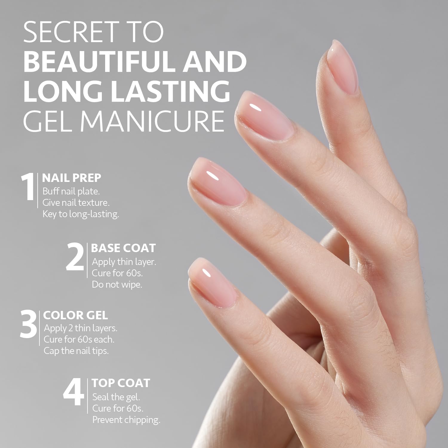 GAOY long-lasting gel manicure up to four weeks with proper application.