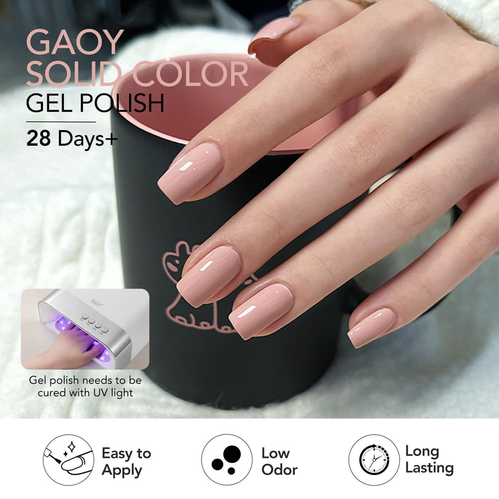 GAOY Macaron gel polish packaging showing six colors in the set.