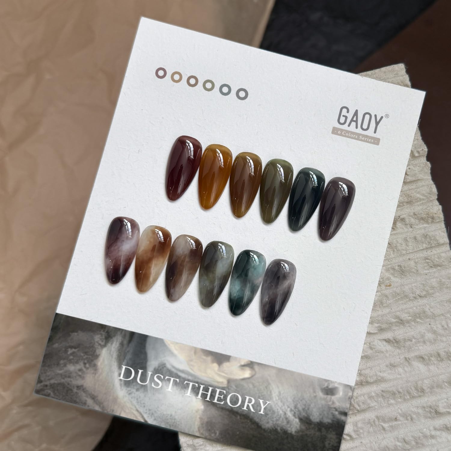 GAOY milky jelly color swatches displaying six versatile nail shades.