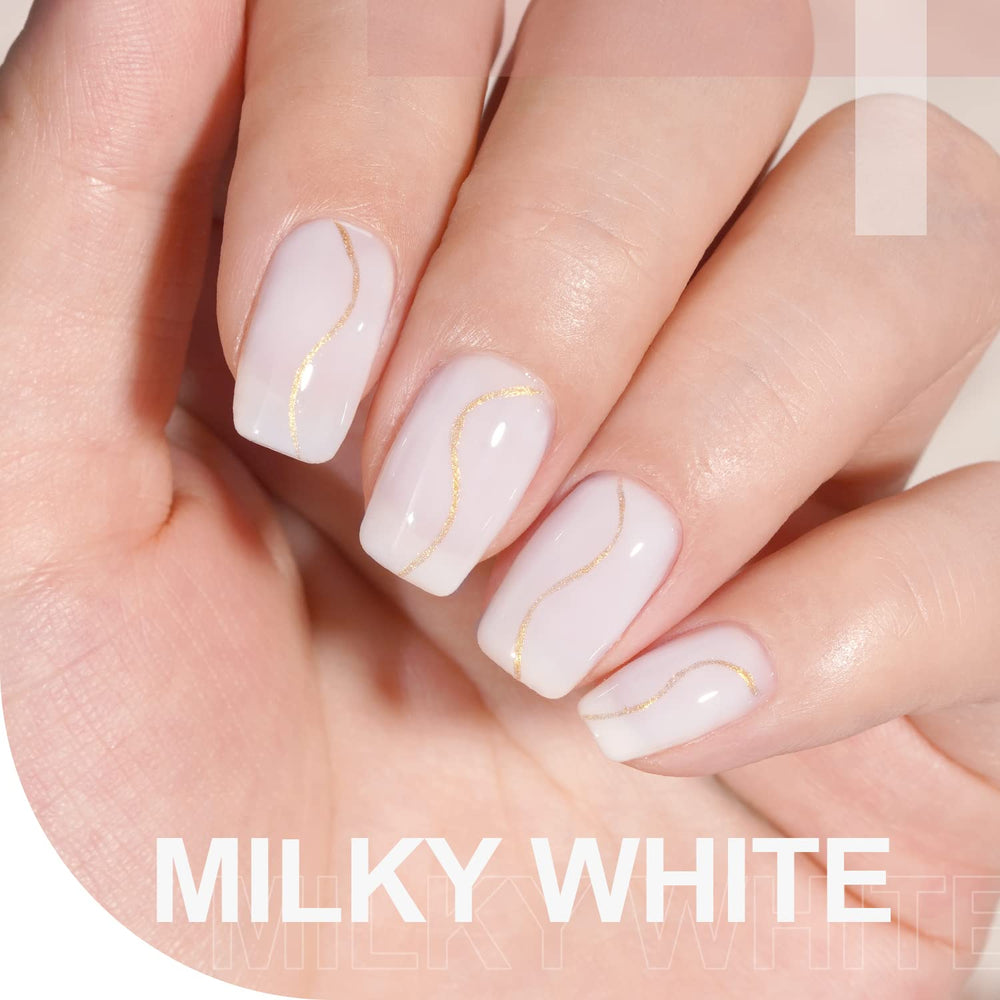 GAOY Milky White top coat finish adds shimmering jelly shine.