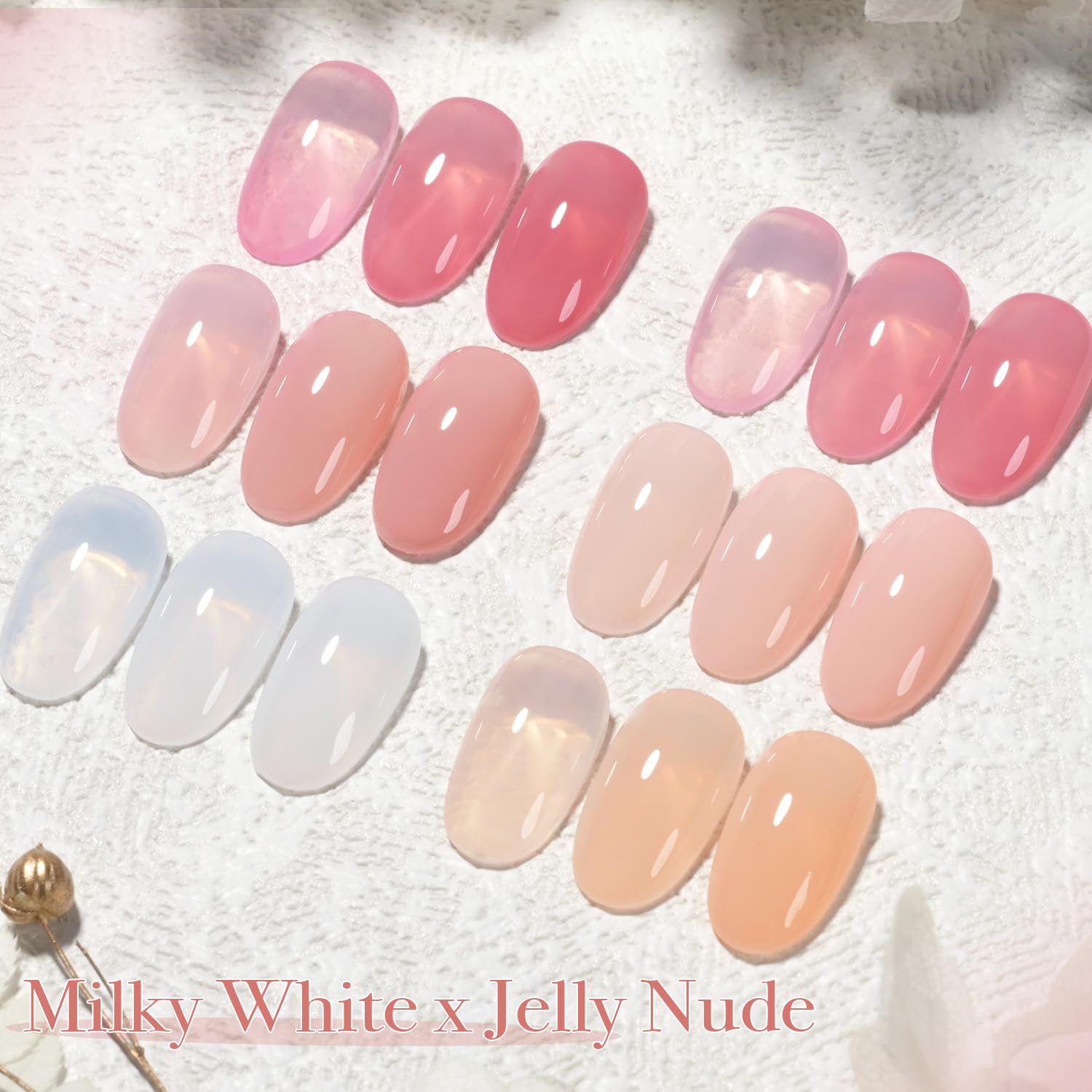 GAOY milky white jelly nude kit packaging with six bottles