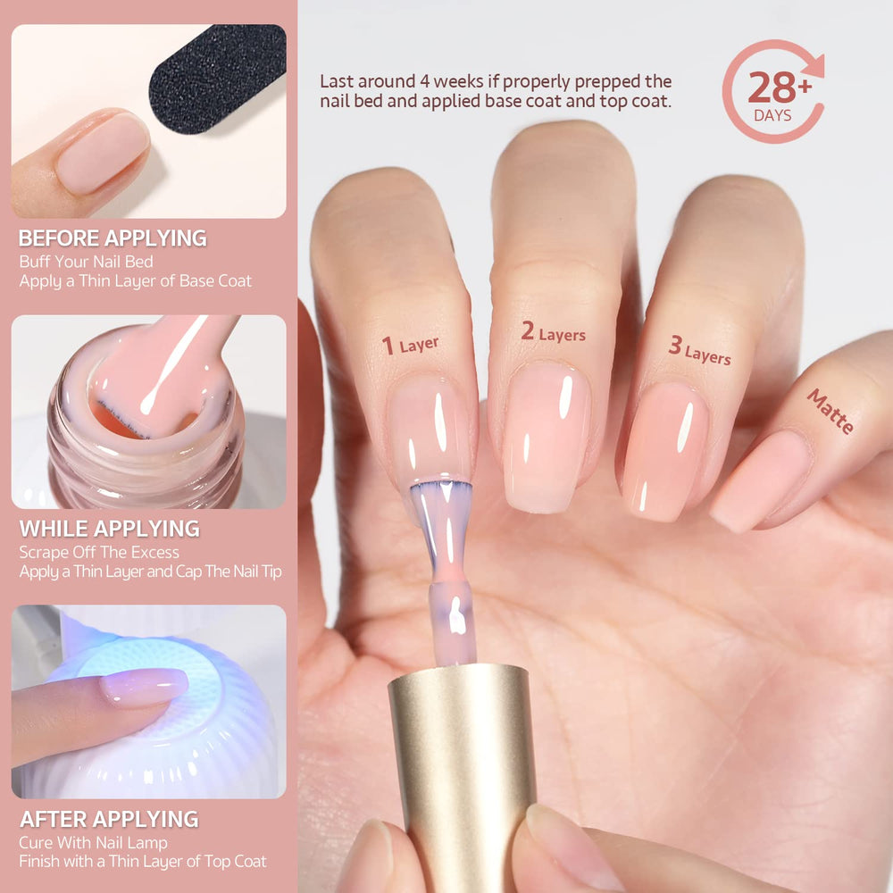 GAOY milky white jelly nude color built in multiple thin layers