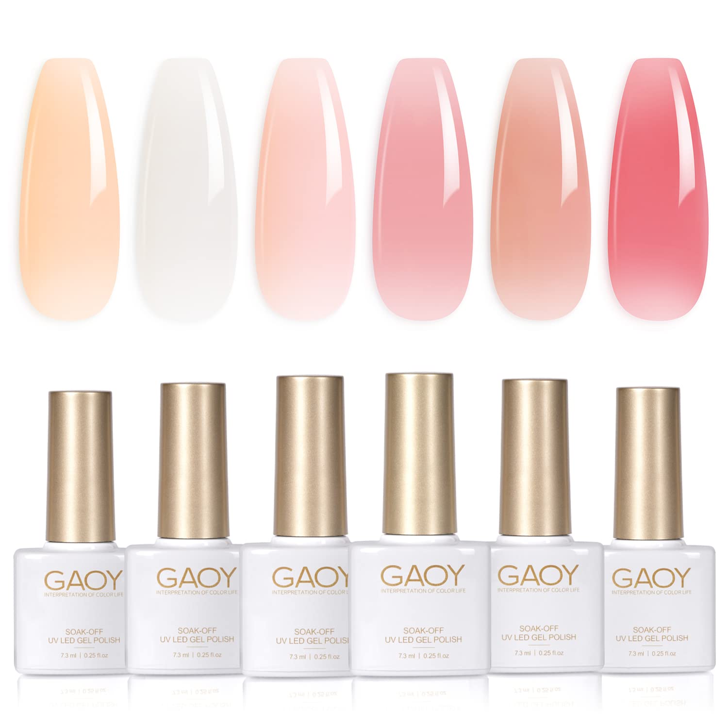 GAOY milky white jelly nude pink shade swatch for natural nails
