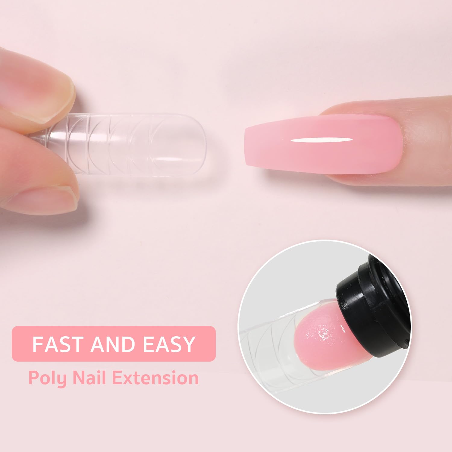 GAOY pink poly gel nail extension for beginner friendly at home manicures.