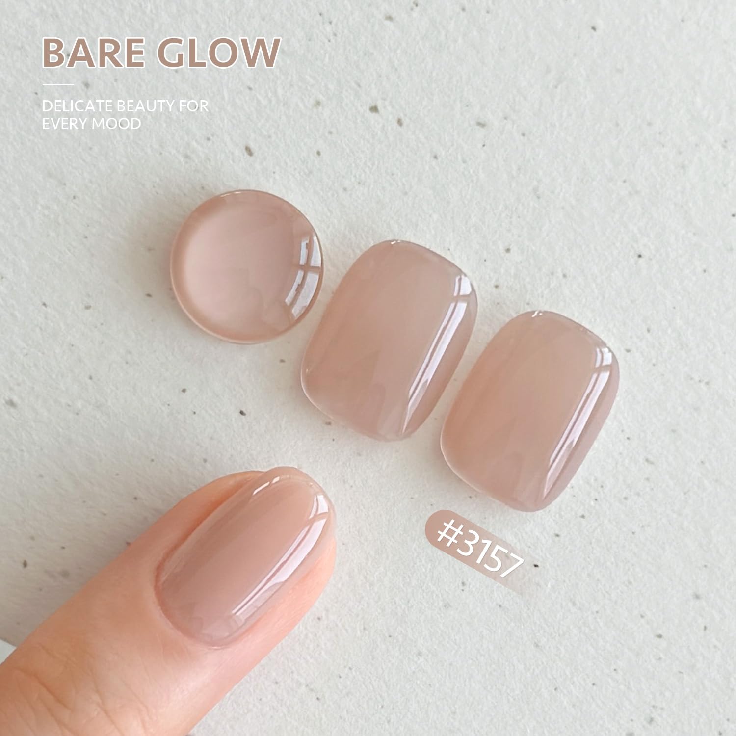 GAOY Nude Jelly bottle with brush demonstrates buildable color from sheer to opaque