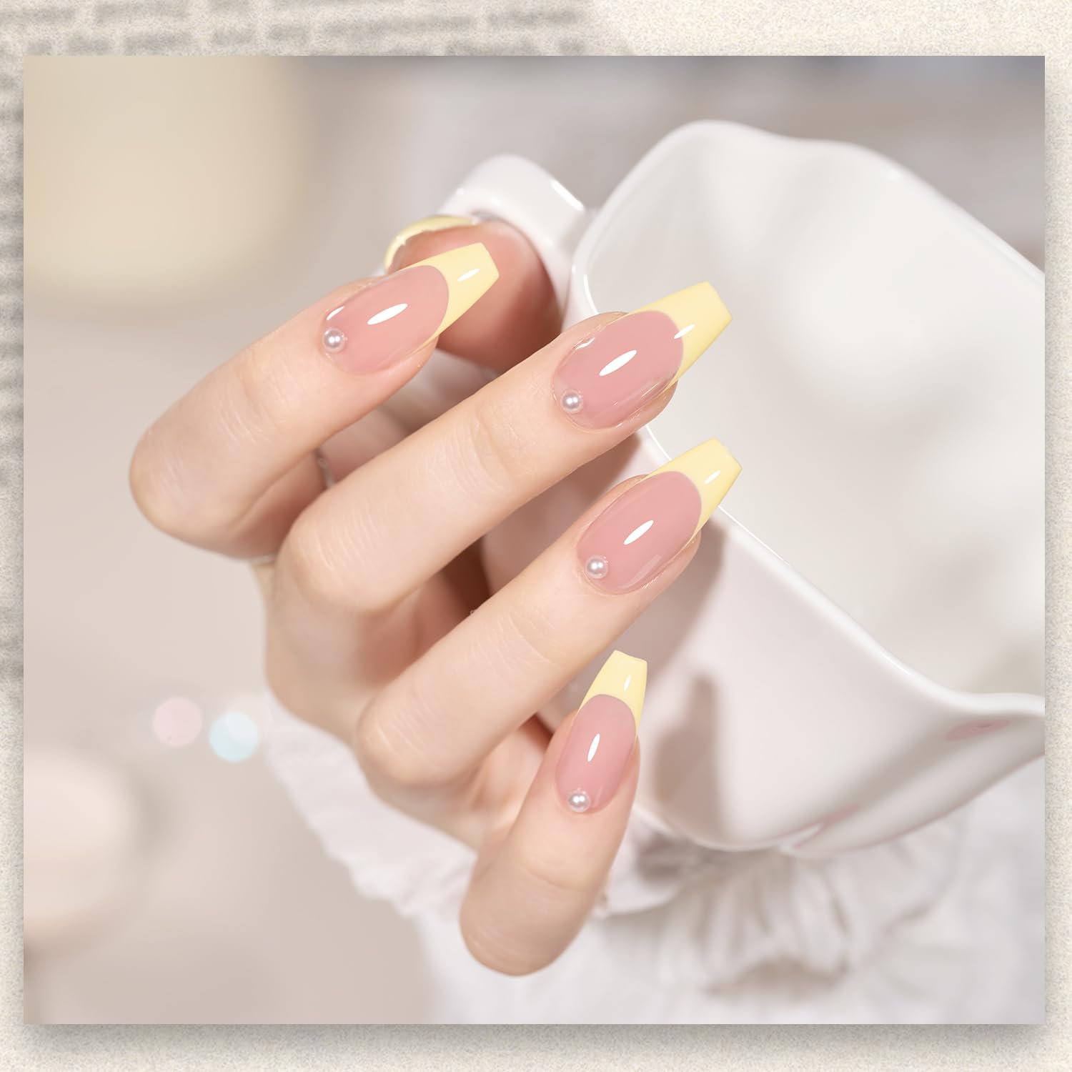 GAOY pastel yellow gel polish before nails for even color prep