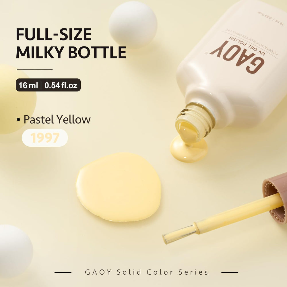 GAOY pastel yellow gel polish packaging box highlights 16ml bottle for home use