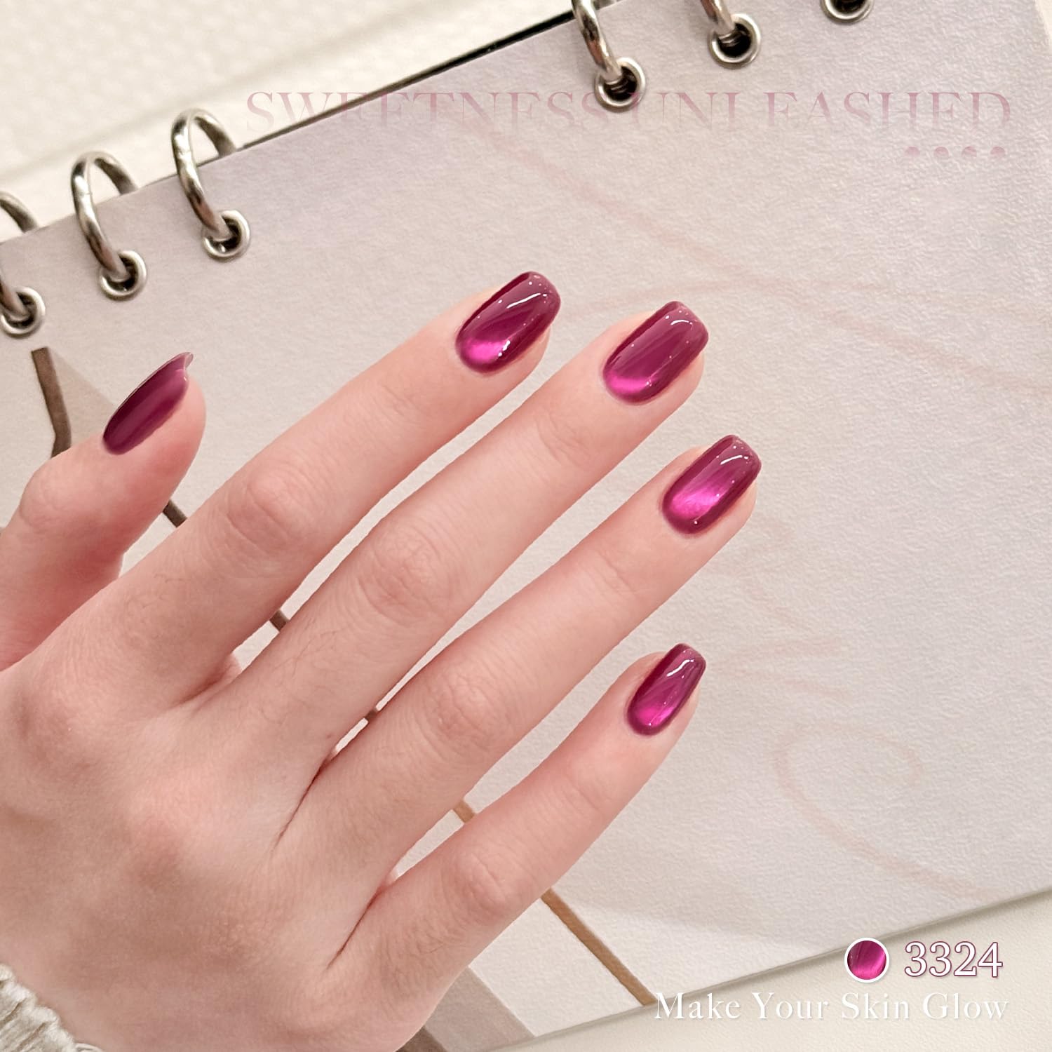 GAOY Pink Cat Eye gel polish with application guide for easy at-home use