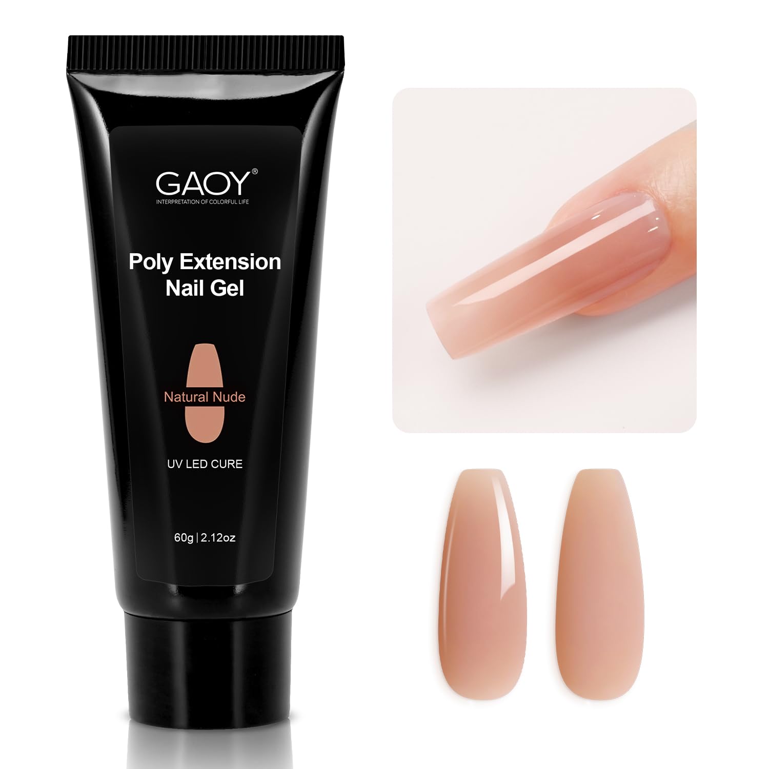 GAOY Poly Gel 60g bottle close-up for precise application and long wear.