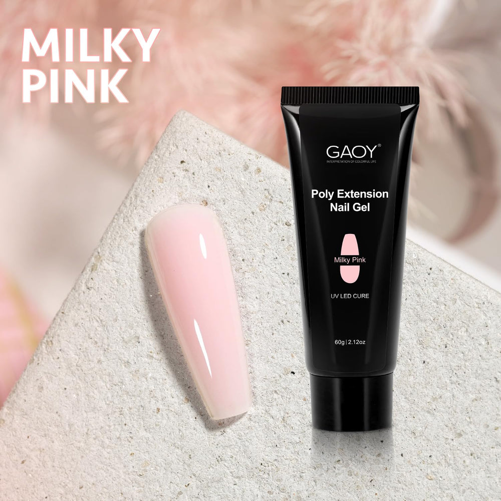 GAOY poly gel finished nails highlighting long-lasting nude manicure