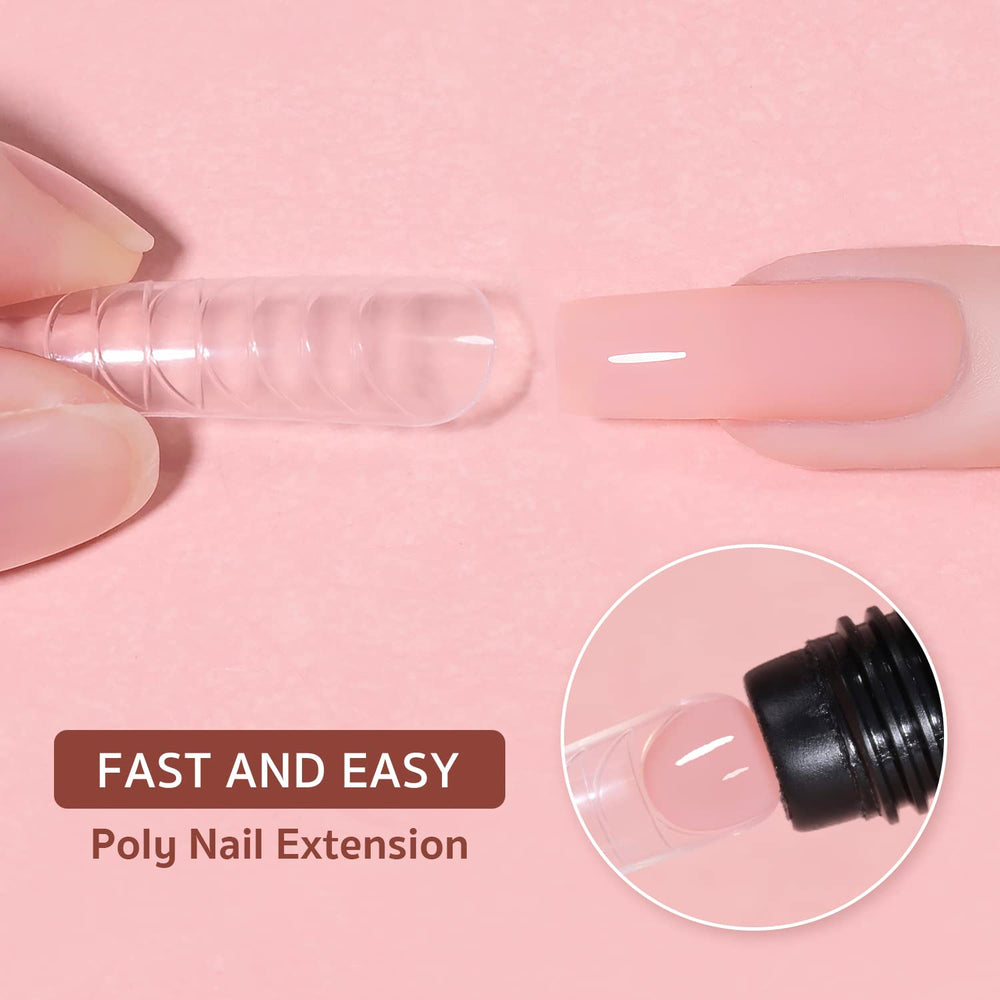 GAOY Poly Gel 60g light pink swatches show smooth application and clean finish.