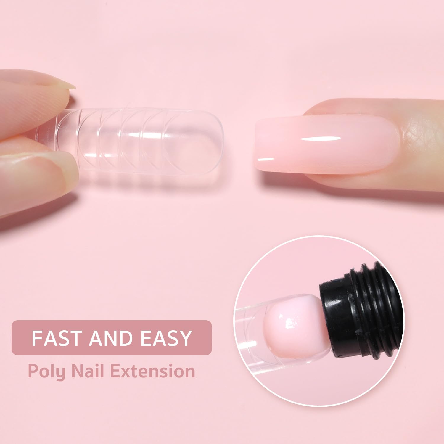 GAOY poly gel swatch shows smooth milky pink texture for flawless nails