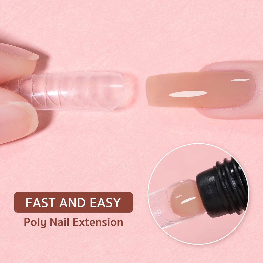 GAOY Poly Gel natural nude swatches highlight a versatile shade for seamless nails.