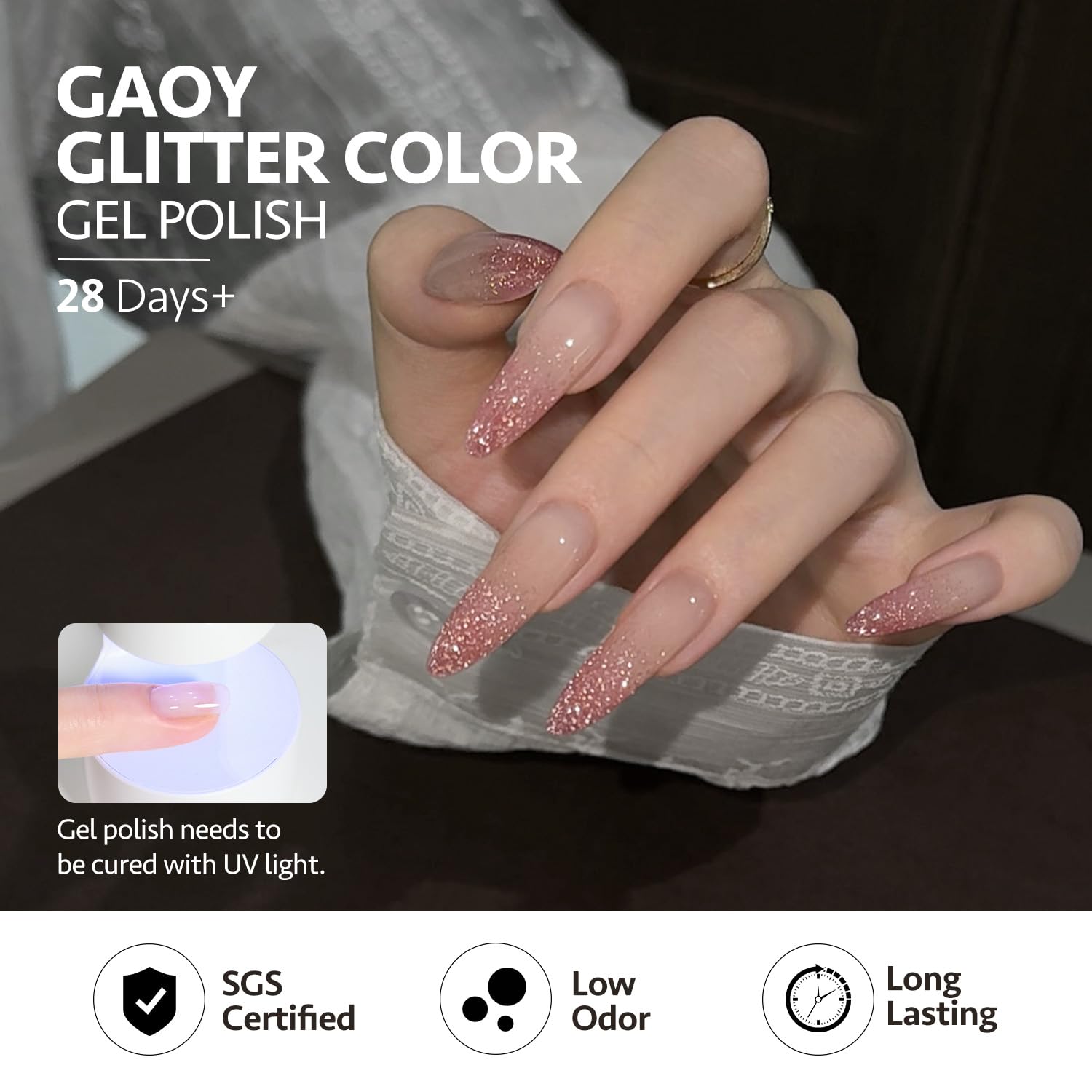 GAOY Reflective Glitter Gel Nail Polish Set offers versatile color options at home.