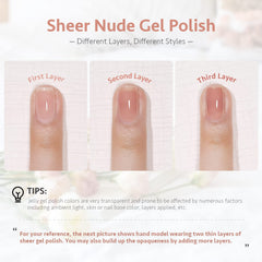 GAOY gel polish swatch shows translucent pink for a natural nail look.