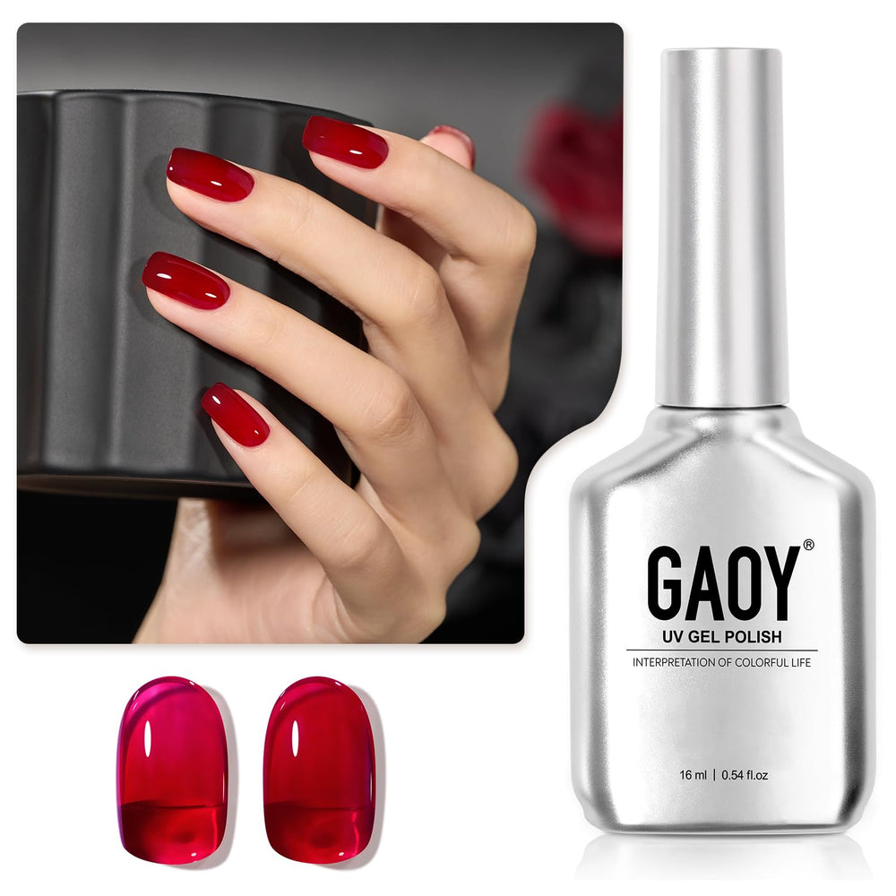 GAOY Sheer Red Gel Nail Polish 1541 bottle with long-lasting jelly color