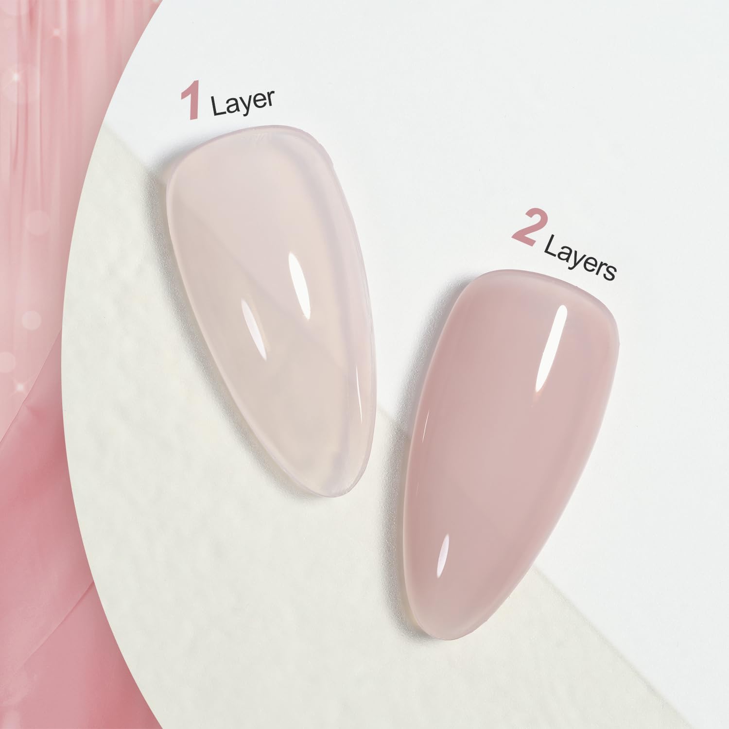 GAOY sheer rose pink gel color for buildable nail art.