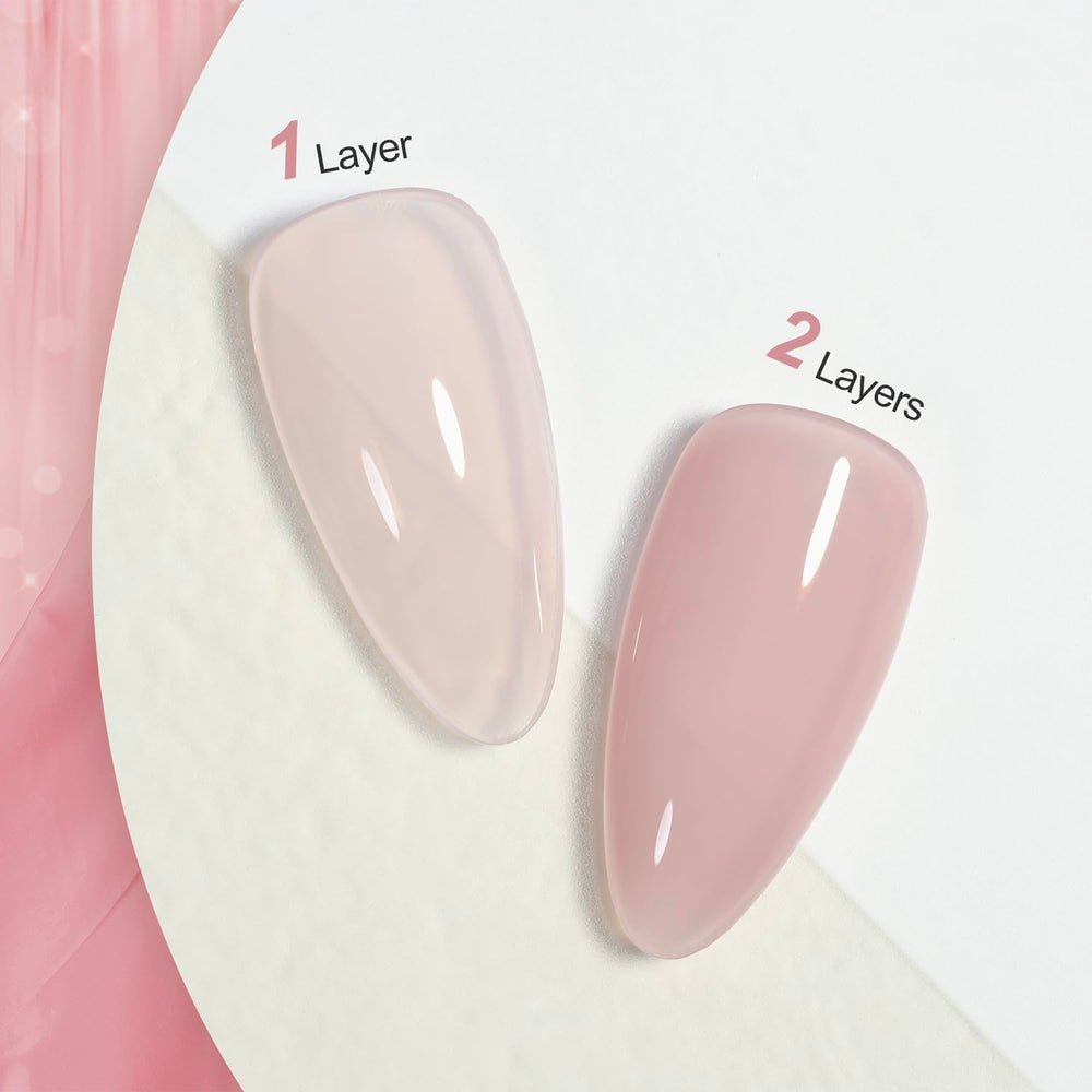 GAOY sheer rose pink gel color for buildable nail art.