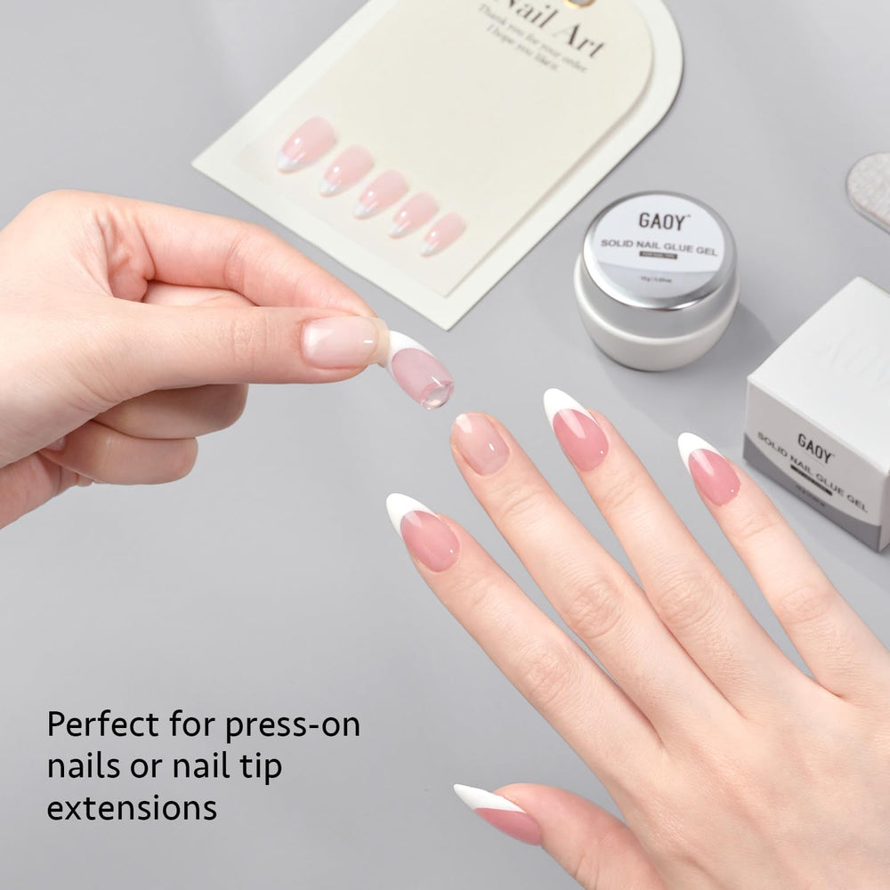 GAOY Solid Nail Glue Gel adhesion detail close-up indicates solid bond potential