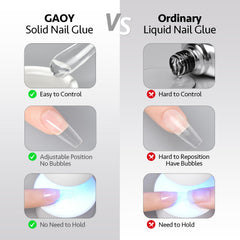 GAOY Solid Nail Glue Gel usage application close-up enables fast, clean nail extensions