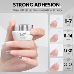 GAOY Solid Nail Glue Gel UV cure session under lamp ensures a strong bond