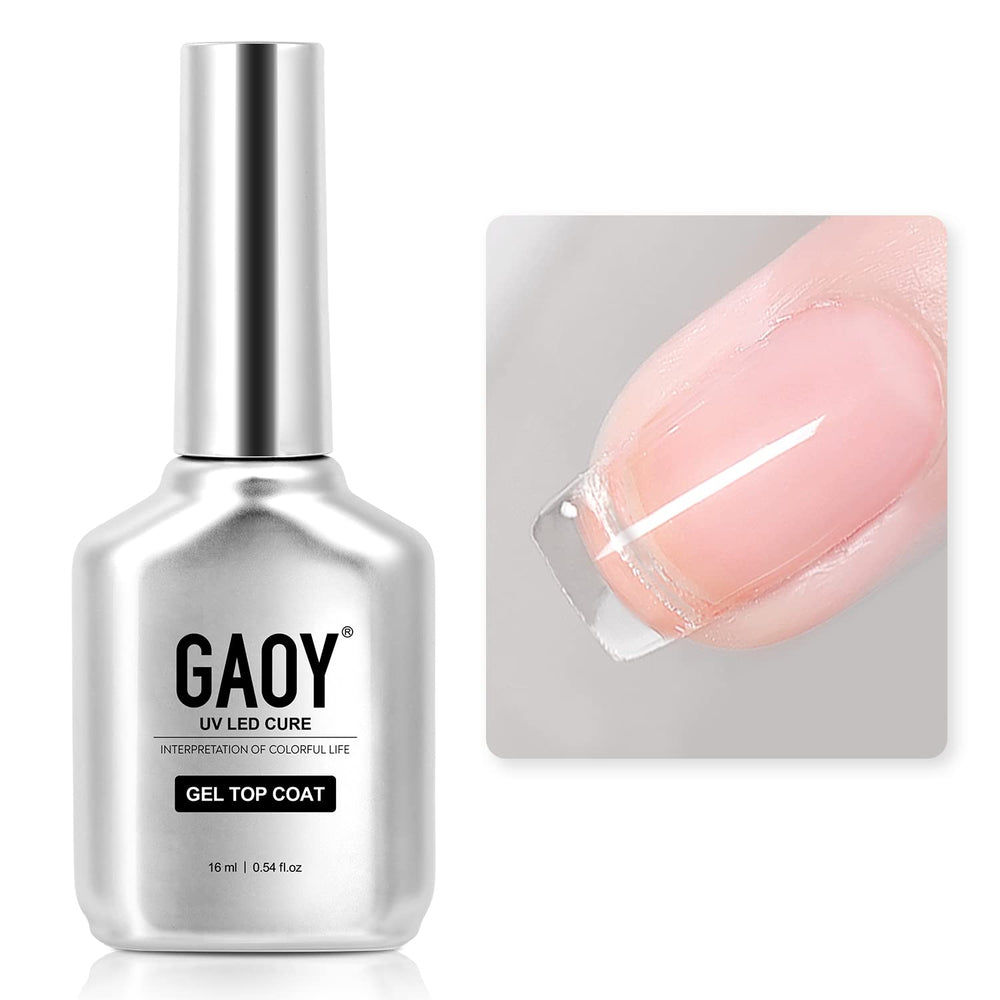 GAOY Top Coat bottle with crystal-clear gloss for salon-like shine.