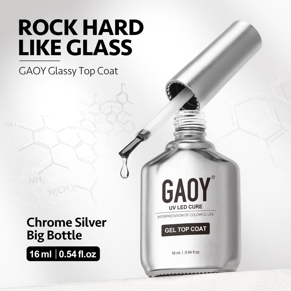 GAOY top coat creates a clear, glassy shine that enhances color.