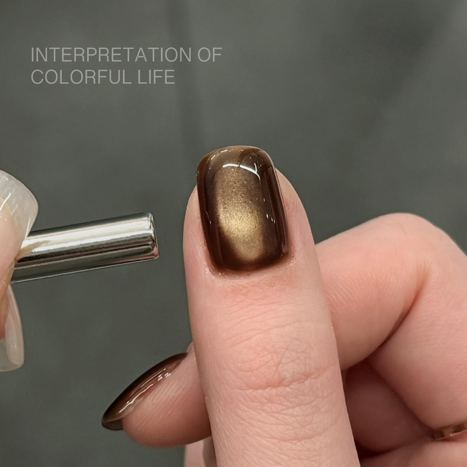 GAOY translucent UV gel with cocoa shine offering reflective depth for nails.