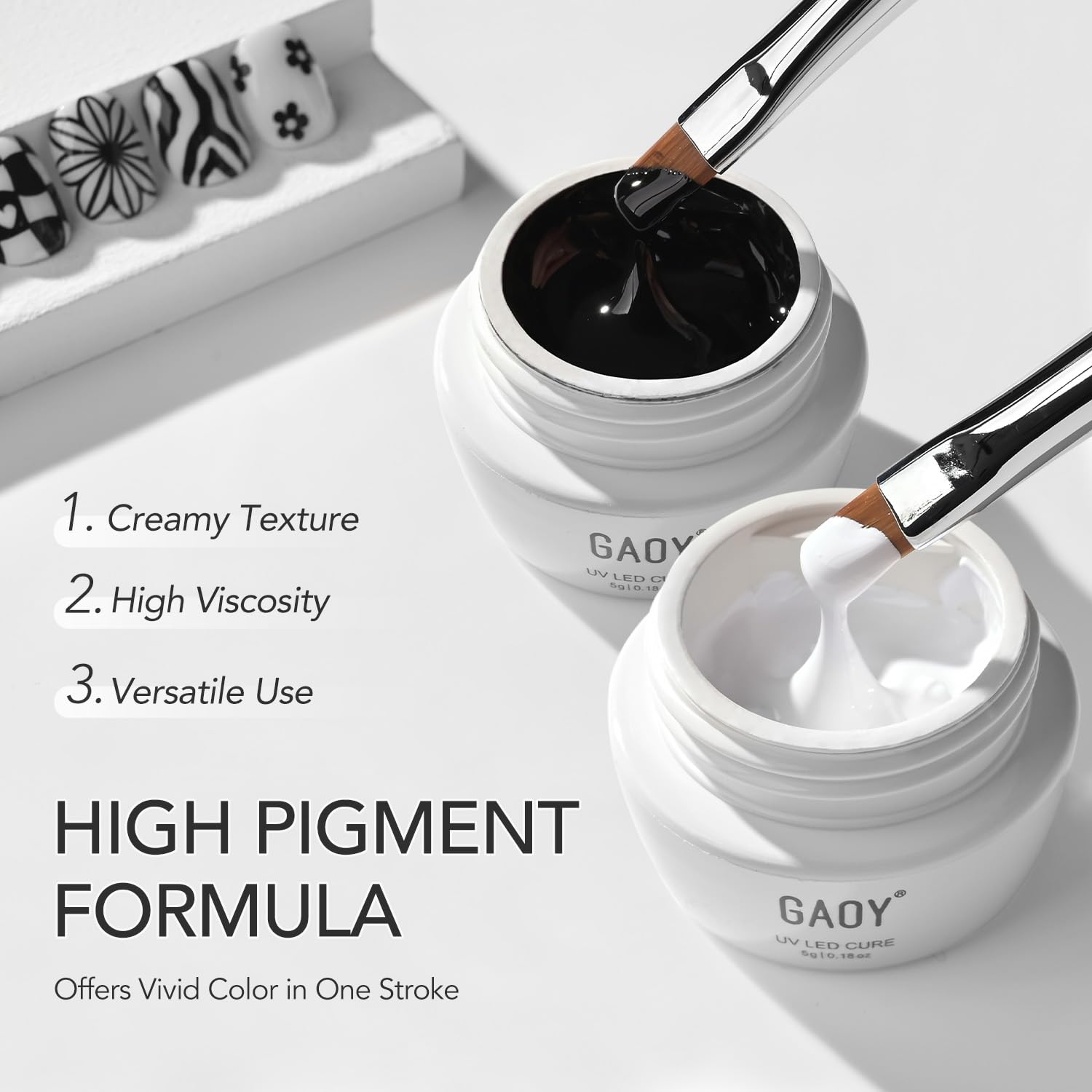 GAOY UV-cure painting gel cures in 60 seconds under nail lamp.