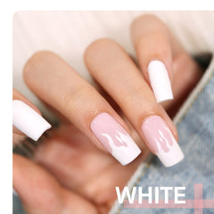 GAOY white gel polish on nails showing smooth, glossy finish for DIY manicure.
