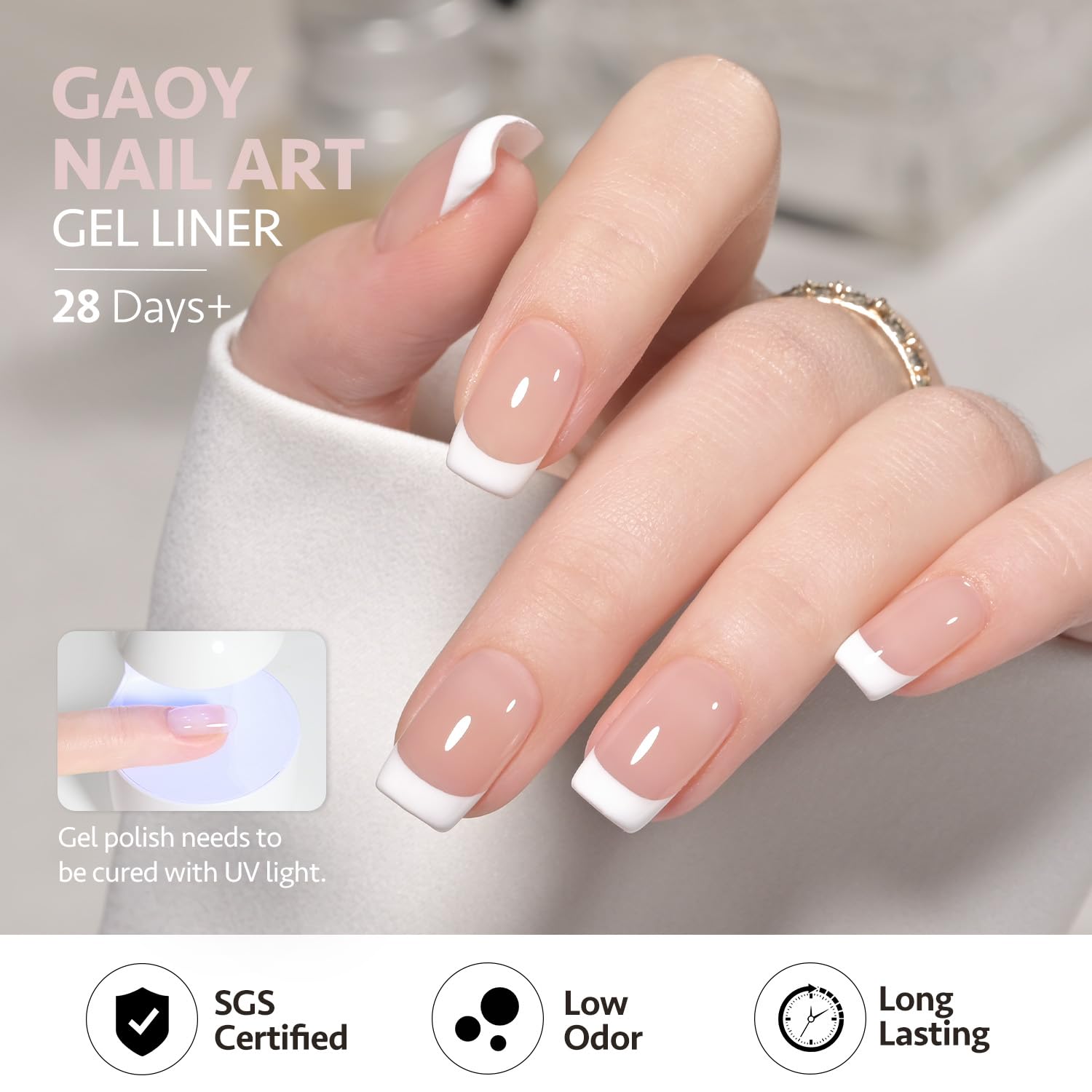 GAOY White Swirl UV cure enables quick dry in 60 seconds.