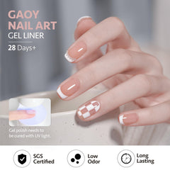 GAOY White Swirl French manicure sample with crisp white tips