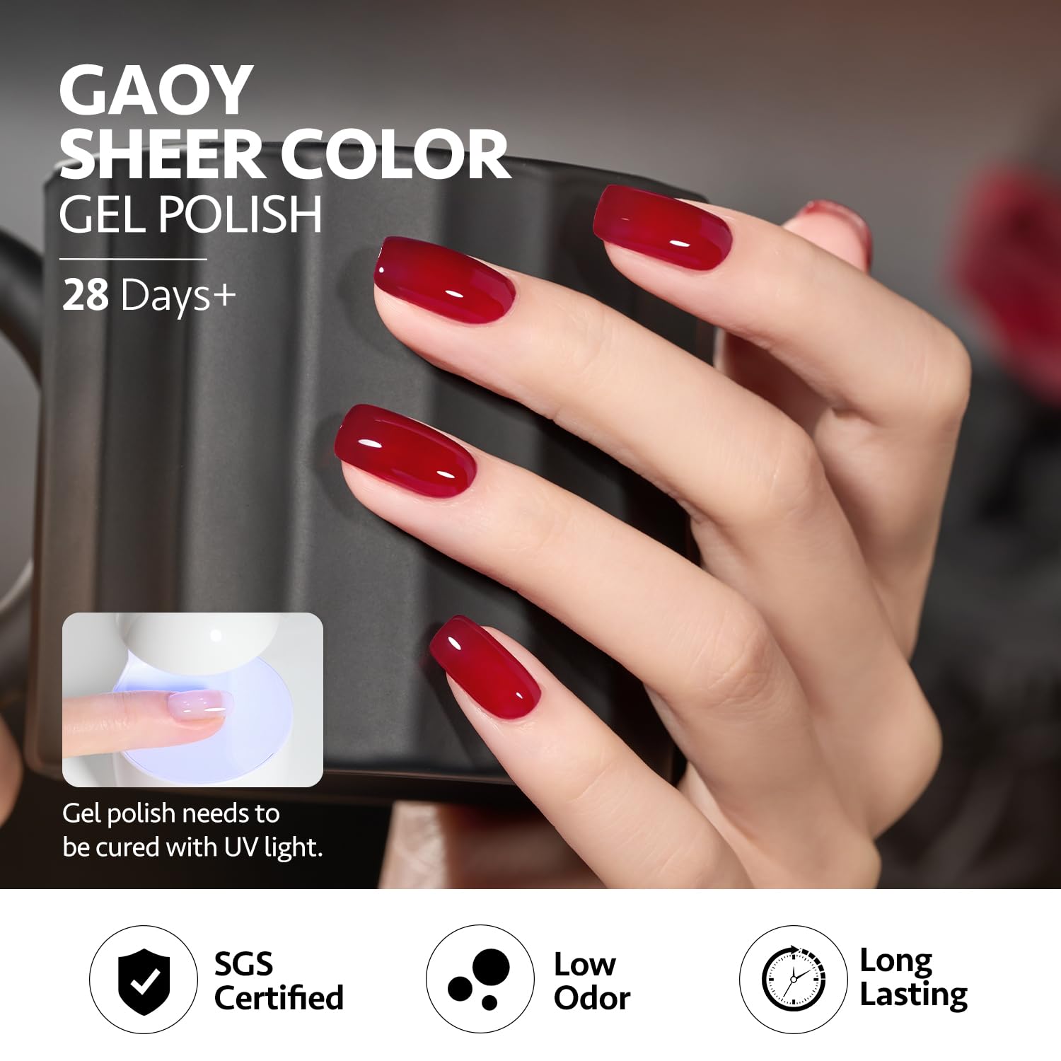 GAOY hot pink gel polish bottle creates vivid accent nails