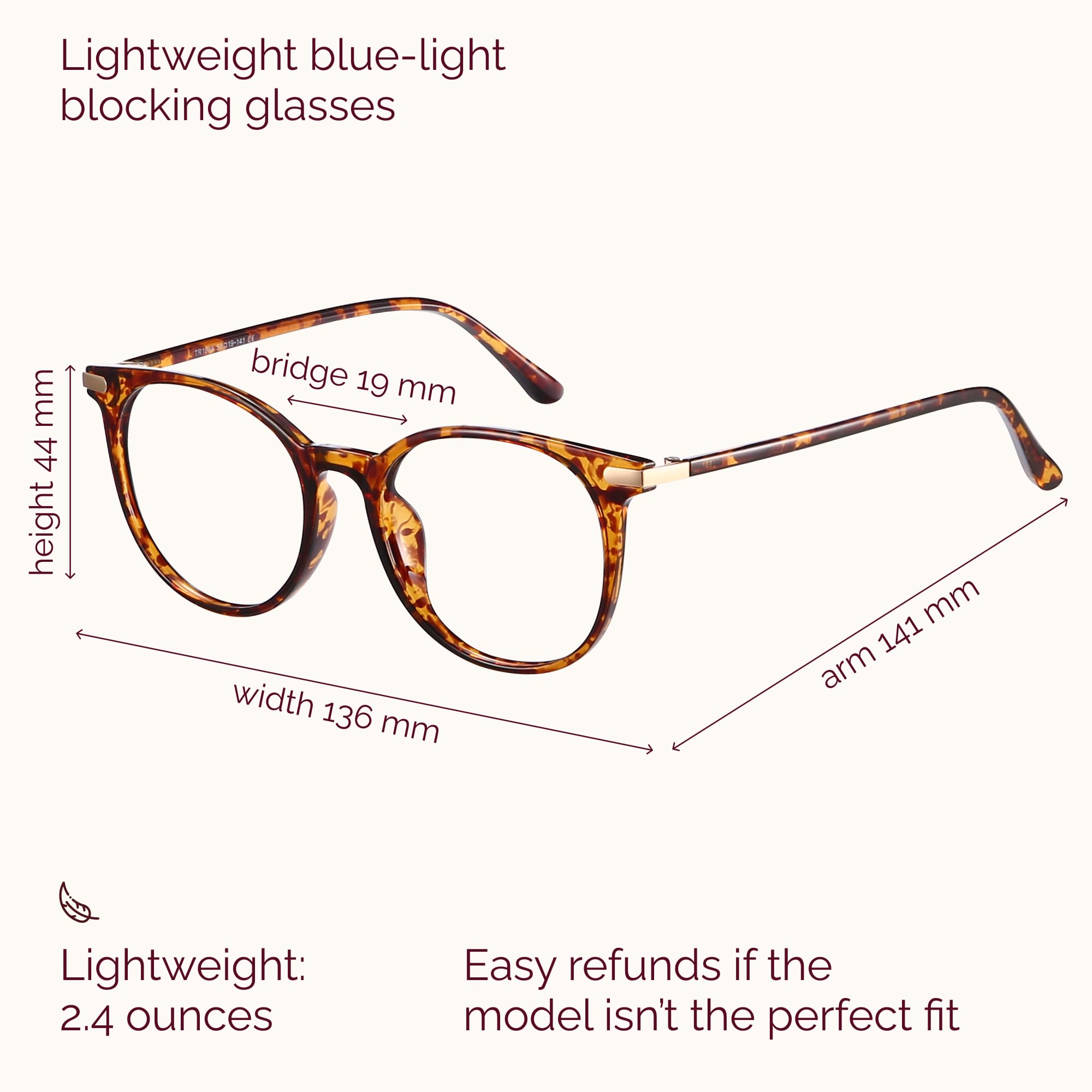 Gaoye Tea Leopard blue light glasses close-up lens amber tint near-clear color viewing