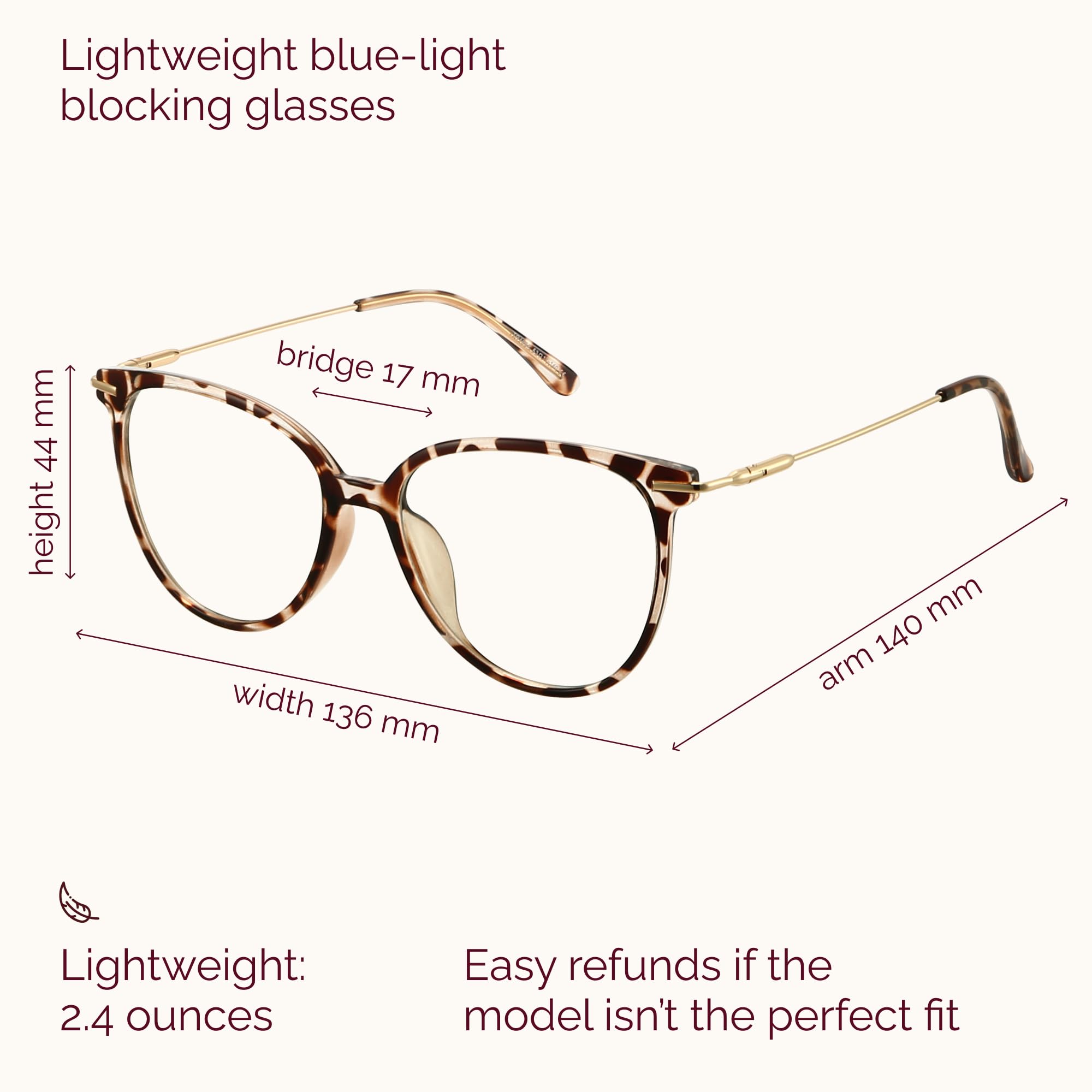 Gaoye round TR90 frame glasses for lightweight daily wear