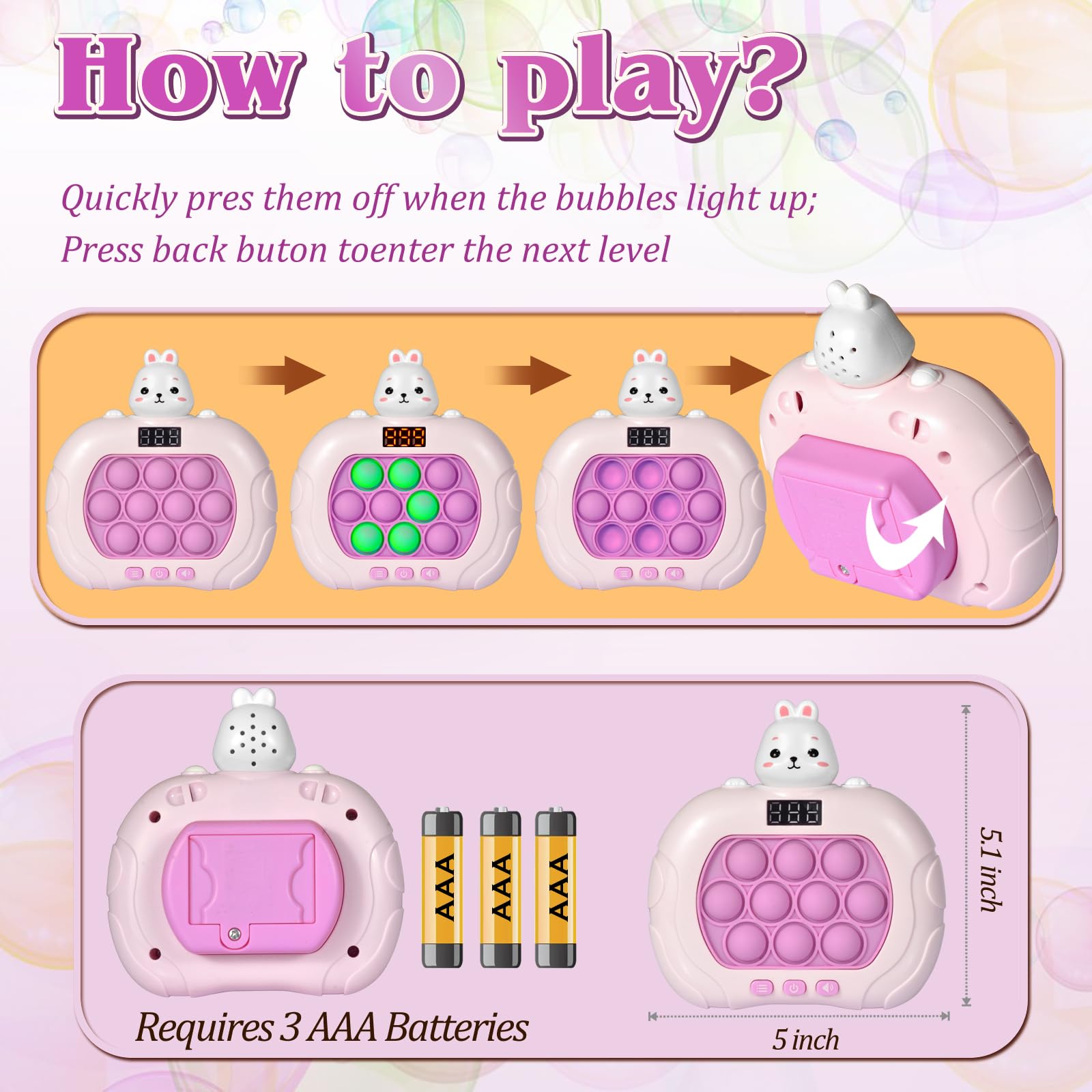 GAPER GO Fast Push Pop Rabbit is easy to wipe clean and travel-ready.