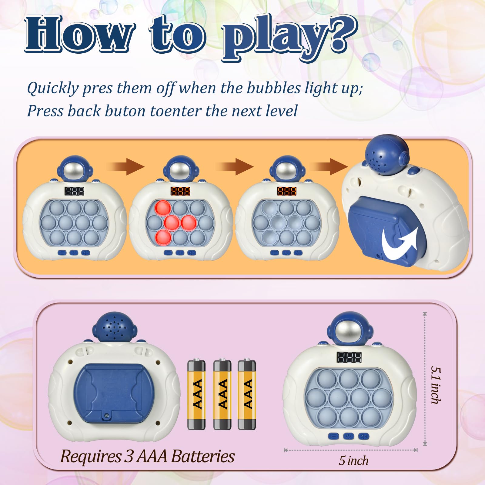 GAPER GO Pop Game Astronaut in hand for portable learning on the go