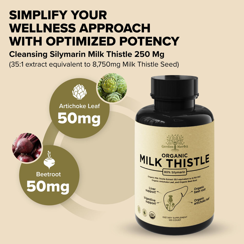 Garden of Herbz artichoke extract plant illustration highlighting digestive support