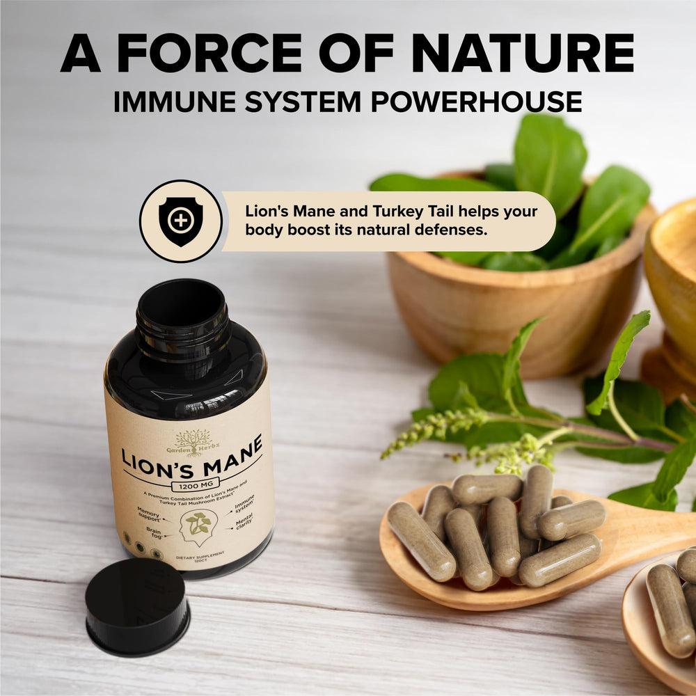 Garden of Herbz vegan non-GMO capsules on clean packaging