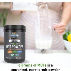 Garden of Life acacia prebiotic fiber label highlighting fiber content.