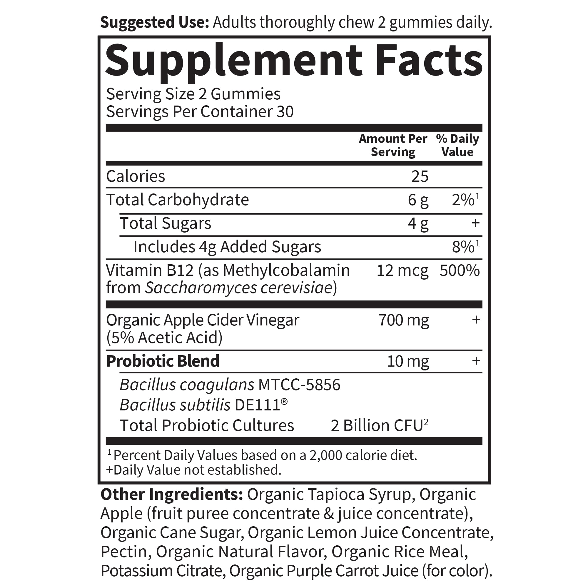 Garden of Life ACV Probiotic Gummies natural flavors derived from purple carrot.