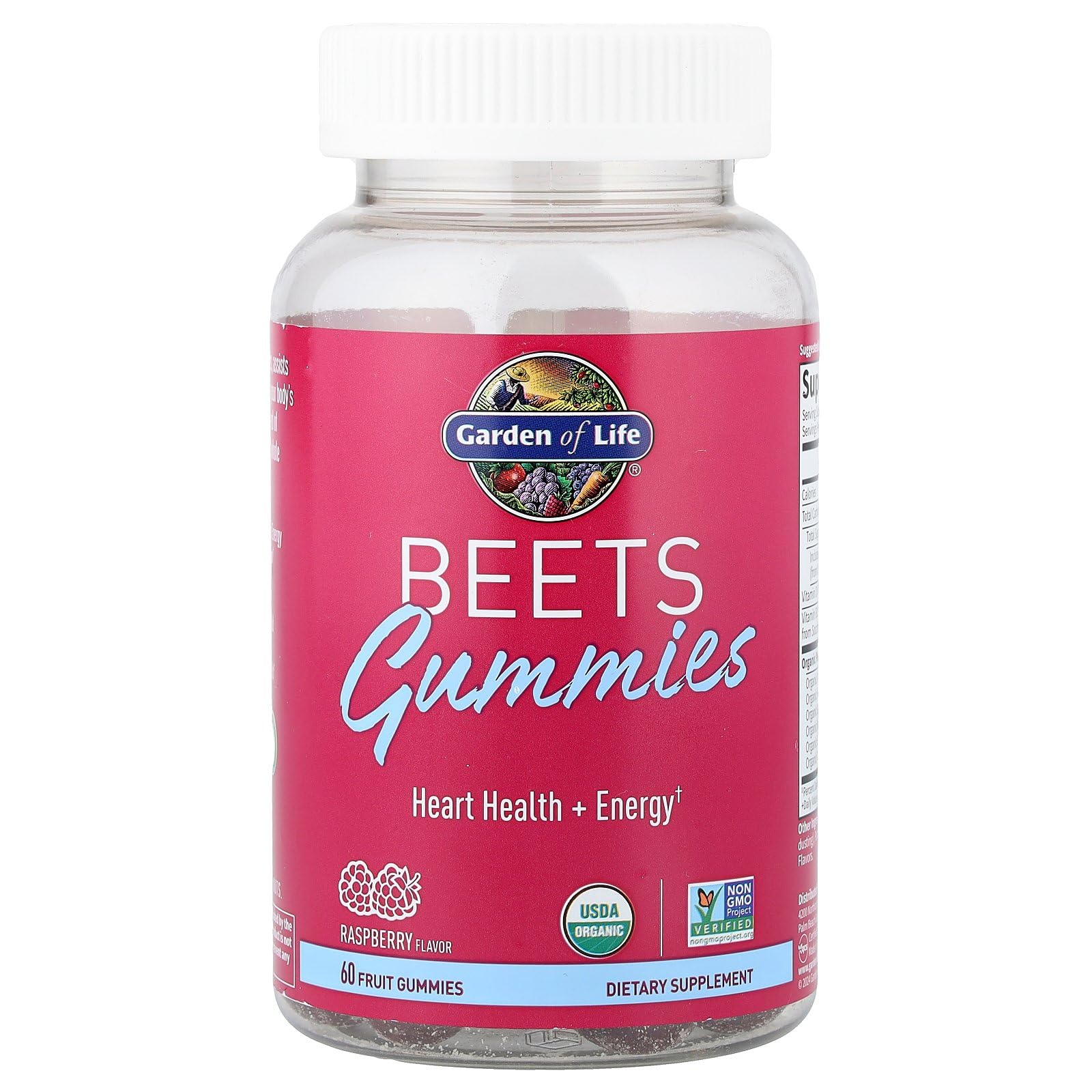 Garden of Life BEETS Gummies label nutrition highlighting organic beets and vitamin blend