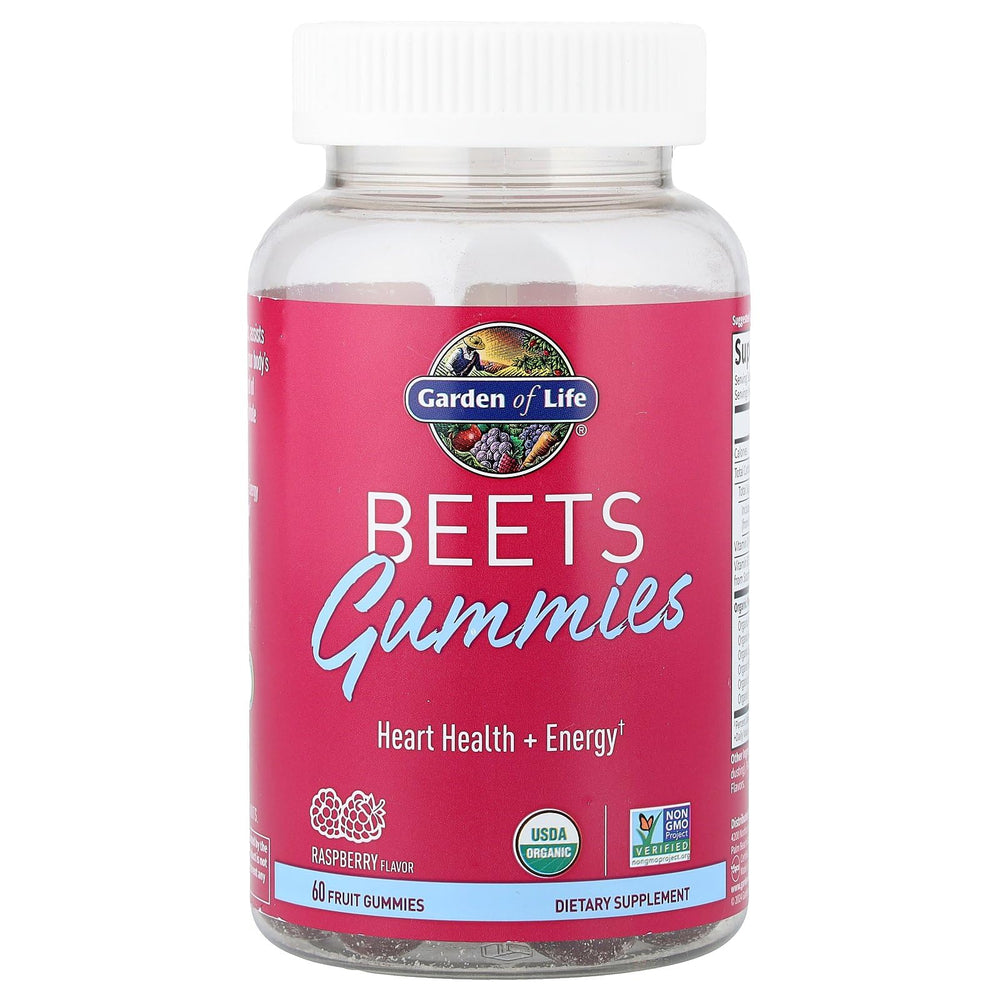 Garden of Life BEETS Gummies label nutrition highlighting organic beets and vitamin blend