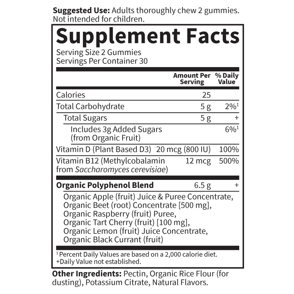 Garden of Life BEETS Gummies vitamin D and B12 focus for daily vitality